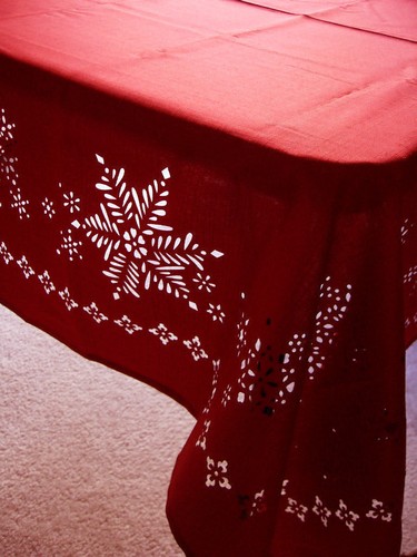 Red Polyester Fabric Snowflakes Laser Cut 13x70 Table Runner by DIRECT2HOME - Picture 5 of 12