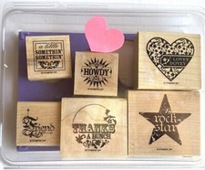 Stampin Up - A LITTLE SOMETHING - Wood Mounted Stamp Set of 6