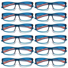 12 PK Mens Unisex Blue Light Blocking Reading Glasses Black White Frame Readers