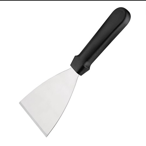 Griddle Scraper Burger Turner Stainless Black Plastic Handle 4" Flipper Food - Picture 2 of 3