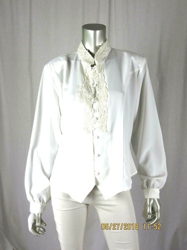 JORDAN SZ 12 NWT/NWD Off White Applique Buttoned Blouse Mongolian Top Shirt - Picture 3 of 12