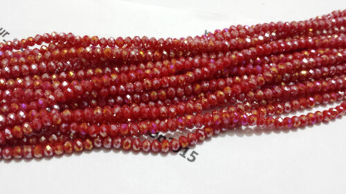 100 Faceted Rondelle Crystal Glass Beads 24 COLOURS 3x4mm - Picture 20 of 25