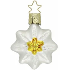 Inge Glas Edelweiss Flower German Glass Bavarian Christmas Ornament FREE BOX