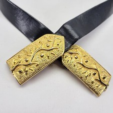 Vintage Waist Belt 28 30 32 Tree Branch Boho Hippie Gold Tone Buckle