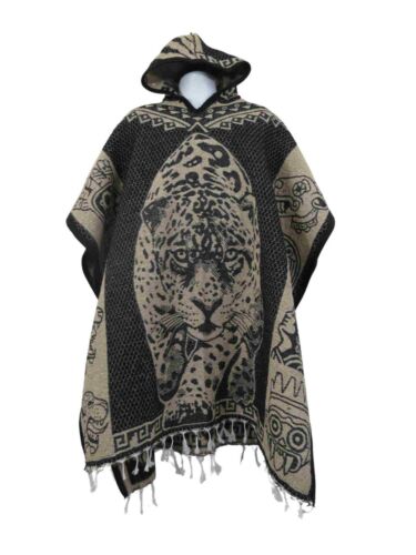 Mexikanischer Poncho Jaguar Poncho mit Kapuze | Authentisches mexikanisches Design | Premium Acryl - Bild 2 von 9