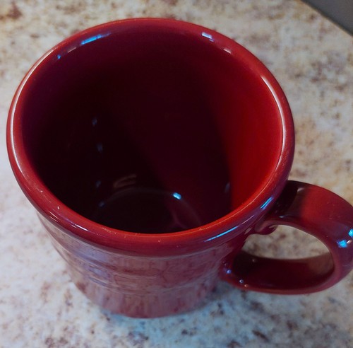 Longaberger pottery mug, "paprika" color, Woven Traditions pattern - Picture 2 of 3