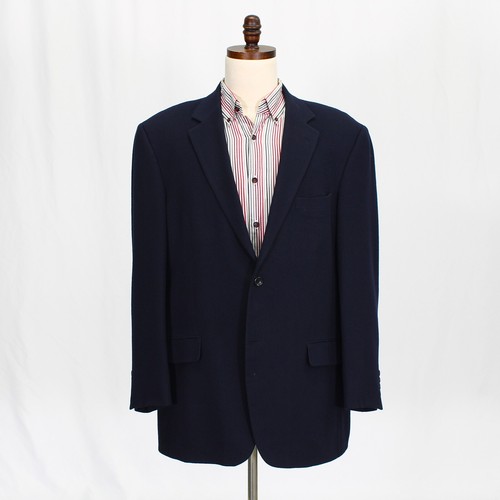 Saks Fifth Avenue 44L Navy Sport Coat Blazer Jacket HB 2B Camelhair