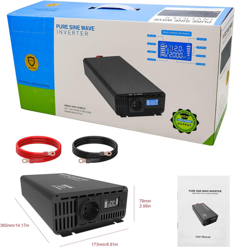 Inverter Onda Pura 2000W 24V Power Inverter 220V Peak 4000W Invertitore Di Tensi - Foto 9 di 12