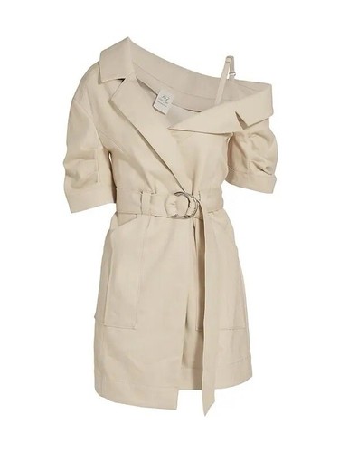 Cinq A Sept Milly Dress Brand $565 Size 8 Beige Denim