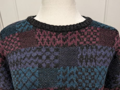 Vintage Boston Traders Wool Sweater Men's Large Coogi Style Colorful - Picture 6 of 8