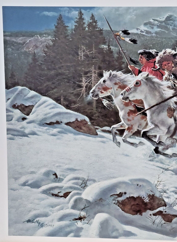 Impresión litográfica firmada por Frank McCarthy en la tierra del halcón de invierno certificado de autenticidad 1987 - Imagen 6 de 11