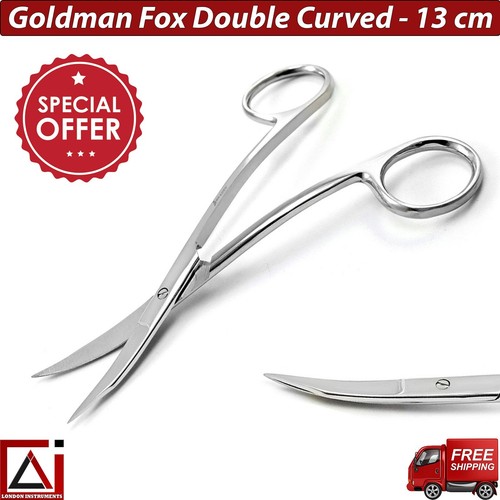 Forbici Goldman Fox doppia curva 13 cm chirurgica dentale gengive e tessuti sutura nuove - Foto 1 di 5
