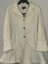 New Laundry By Shelli Segal Boucle Skirted Hem Coat Xs Ivory $340 M0224