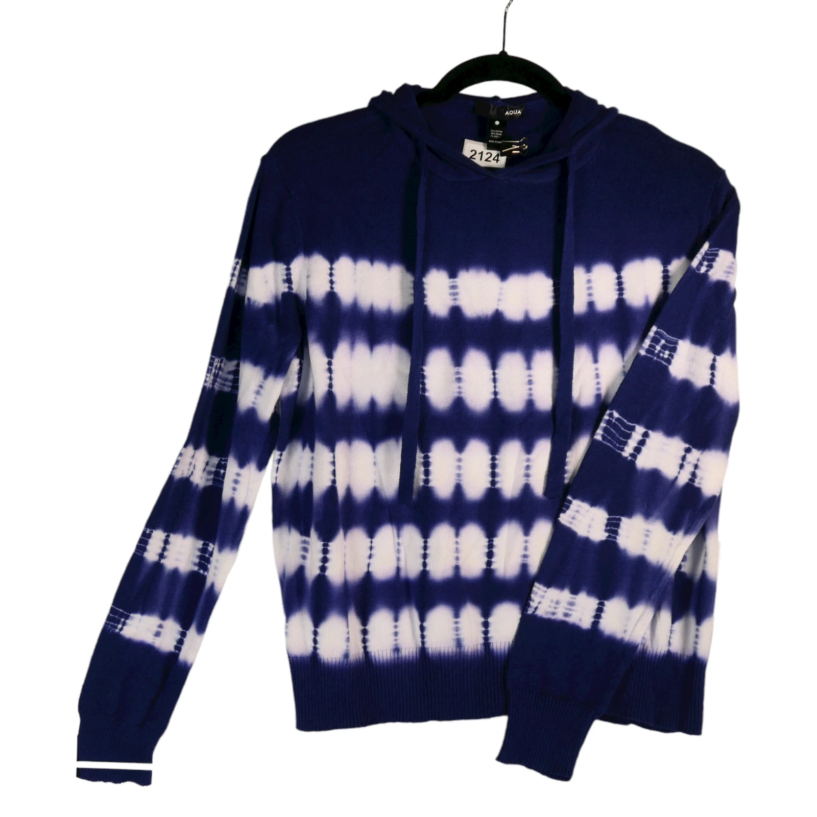 NEW Aqua Bloomingdales Blue Tie Dye Sweater Womens XL Hoodie Lightweight NWT $78