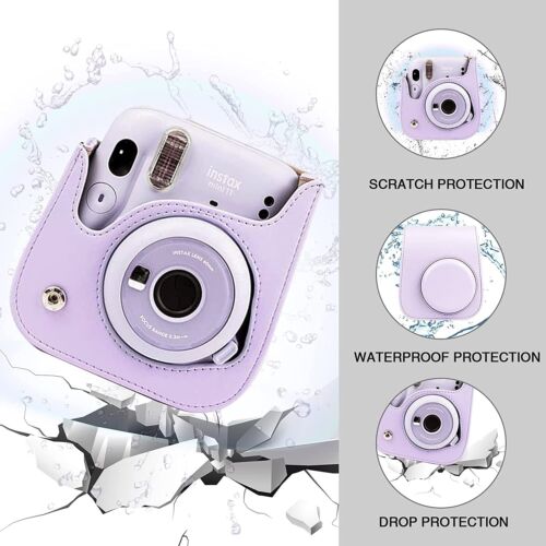 PU Leather Cover For Fujifilm Instax Mini 11 Mini 9 Mini 8 Camera Carrying Case - Picture 7 of 32