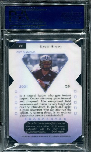2001 Sage Hit Drew Brees Prospector Cut Diamond #/99 Rookie RC PSA 9 - Picture 2 of 2