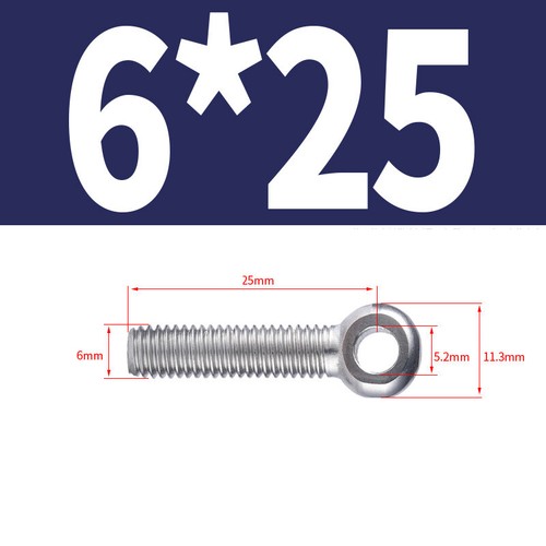 M5-M24 Eye Bolts Threaded Rings 304 Stainless Catenary Wire Hanging Eyelet Screw - Picture 19 of 148