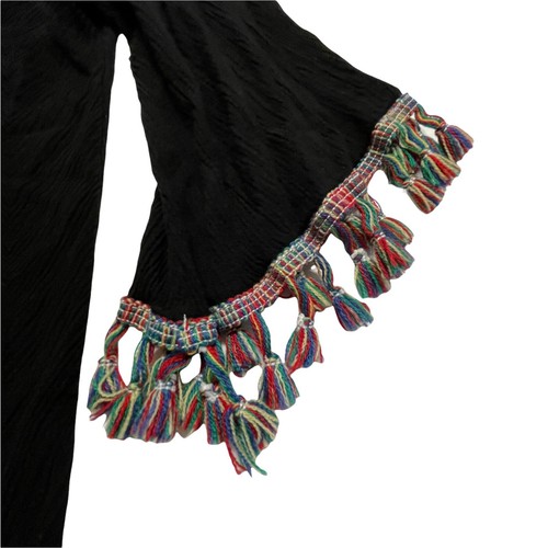 Lilypad Womens M Boho Cardigan Top Open Front Tassels Southwest Sheer - Picture 3 of 11