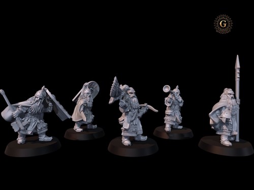 Dwarf Commanders X5 28mm 1/56 Unpainted Wargames and Collectors Figures - Picture 2 of 7