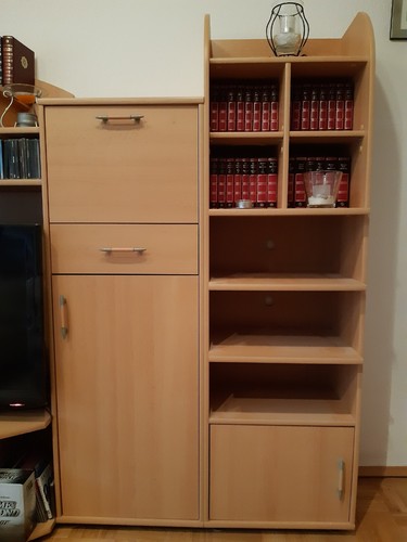 Wohnzimmer Schrankwand gebraucht, helle Buche Nachbildung, 250 cm - Bild 5 von 6