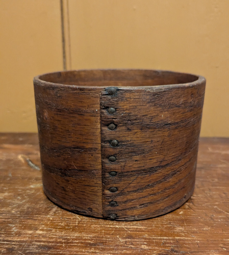 Antique Bent Wood Grain Measure Box 5-1/2"D X 3-3/4"H Primitive Early American - Picture 2 of 14