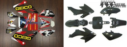 GEICO GRAPHICS DECAL PLASTICS KIT FOR HONDA CRF50 CRF50F 2004-2014 SDG SSR DE65+ - Picture 1 of 5