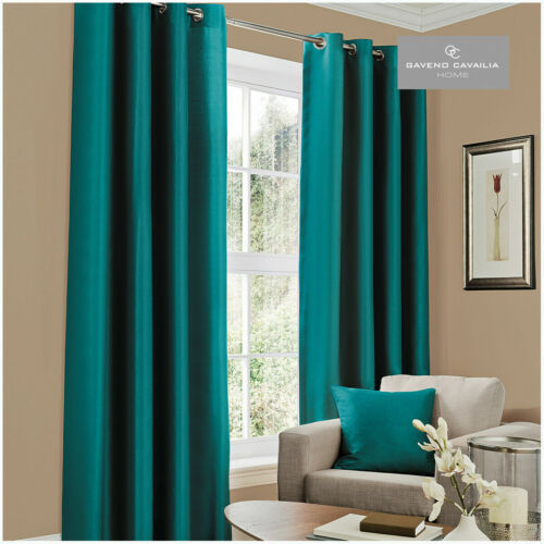Luxury FAUX SILK Fully Lined Ready Made Eyelet Curtains Ring Top with Tie Backs - Picture 30 of 64