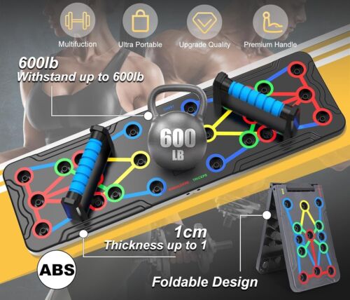 Tabla de flexiones, barra de flexiones plegable multifunción portátil 15 en 1 US - Picture 20 of 24