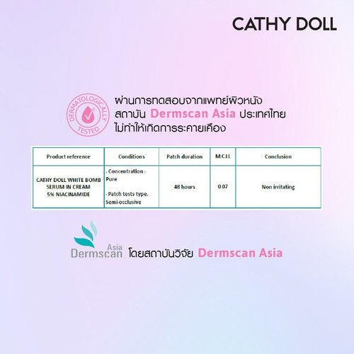 Cathy Doll White Bomb Serum In Cream Niacinamide Brightening Aloe Vera 7 Ml. X2 - Picture 8 of 9