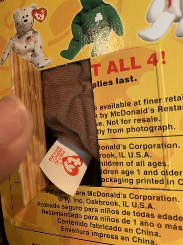 McDONALDS TY BEANIE BABY BRITANNIA THE BEAR RARE WITH 2 TAG ERRORS 1993 OAKBROOK - Picture 2 of 12