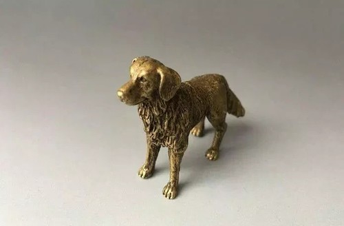 Antique Solid Brass Dog Small Ornaments Desk Decoration Carved Tea Pet Statues - Picture 7 of 9