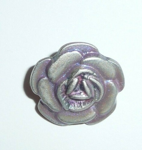 Pretty Hand Painted Metal Rose Flower Shank Button Purple w/ Pink Middle - 5/8" - Picture 2 of 5