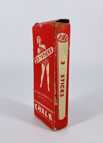 Vintage Chalk Box Creston Crayon Co 3" Sticks Tarzan on Red Box and 1.5 pc Chalk - Bild 2 von 9