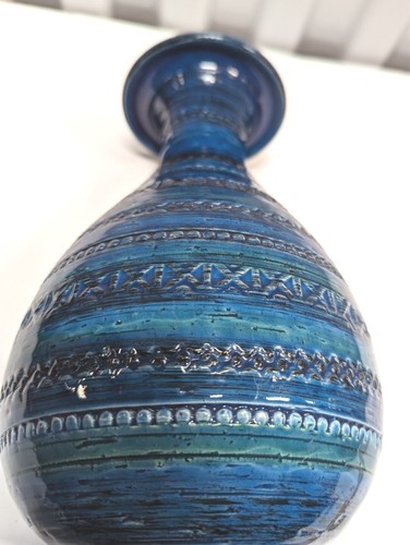 Vintage Bitossi Rimini BLAU ALDO LONDI Mitte des Jahrhunderts modern Italien Keramikvase 10" MCM - Bild 10 von 11