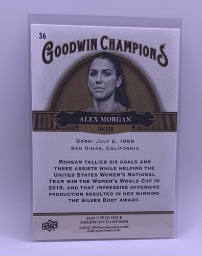 2020 ALEX MORGAN PONTE SUPERIORE GOODWIN CHAMPIONS US CALCIO FEMMINILE #36 - Foto 5 di 5