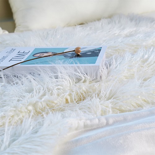 Long Hair Fluffy Faux Fur Throw Blanket 50" x 60" Luxury Soft Decorative Blanket - Picture 23 of 87