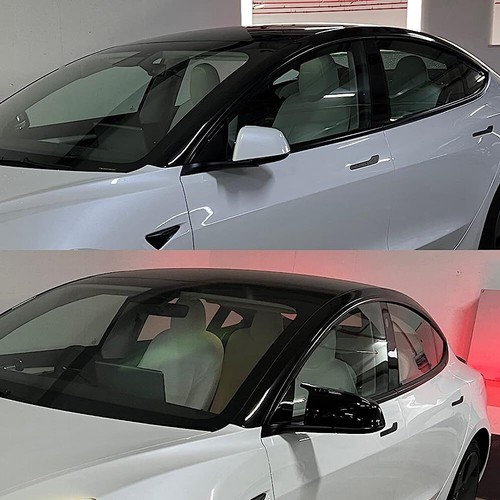 For Tesla Model 3 2017-2023 Glossy Black Horn Rear View Side Mirror Cover 2X - Picture 8 of 8