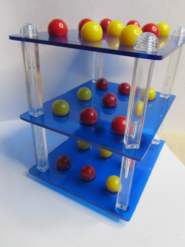 Vintage 1970 3D Tic Tac Toe Game Complete Acrylic Board & Marbles HTF Dutch Inst - Picture 2 of 8