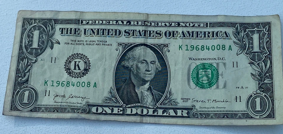 Aug 4 1968 or April 8 1968 date birthday note $1 bill fancy serial number - Image 2 of 2