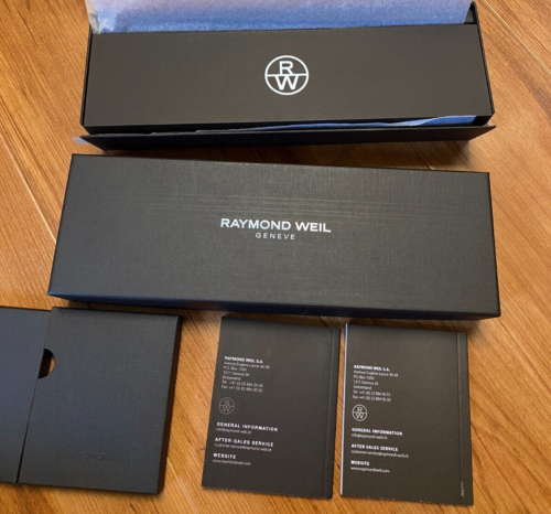 New Raymond Weil Quartz Watch Instructions & Elongated Gift Presentation Box Set - Picture 4 of 4