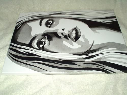 Lienzo Pintura Actriz Hannah Murray Blanco y Negro Arte 40.6x30.5cm Acrílico - Imagen 6 de 6