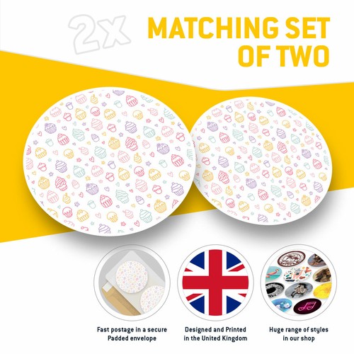 2 x Vinyl Stickers 20cm - Cupcake Drawings Cake Pattern Cool Gift #21408 - Afbeelding 2 van 9