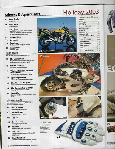 Motorcyclist Magazine Holiday 2003- Suzuki GSX-R1000, Ducati 999S, Honda 599 - Picture 3 of 3