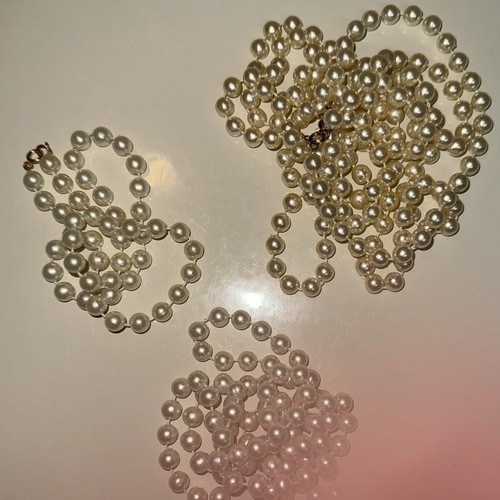 Vintage Kunstperlen Konvolut Lot 3 Halsketten Vintage Acryl Halsband bis Opernlänge - Bild 4 von 7