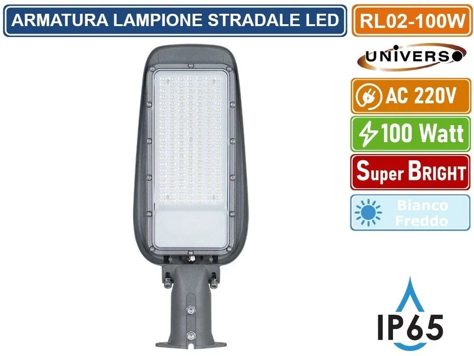 LAMPIONE STRADALE A LED ESTERNO IP65 FARO LED LAMPADA STRADALE DA A 50 W 100 wat - Immagine 4 di 4