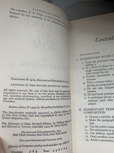 The Elements of Style Second Edition by E. B. White Book PB 1972 - Picture 3 of 4
