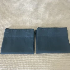 2 IKEA Aina Curtains Panels Drapes Blue 57 X 98"  100% LINEN  Lght Filtering Set