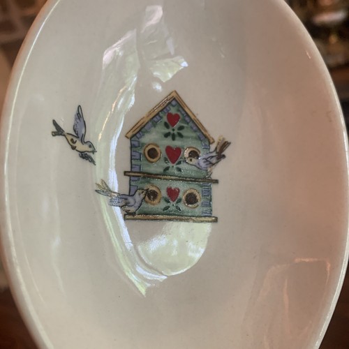 Thompson Pottery Tableware Birdhouse Spoon Rest Kitchen Red ❤️ Vtg - Picture 4 of 18