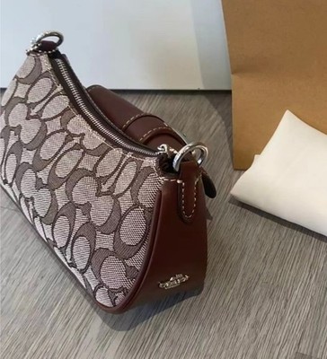 NWT Coach Signature Jacquard Ashton Mini Shoulder Bag Oak/Maple
