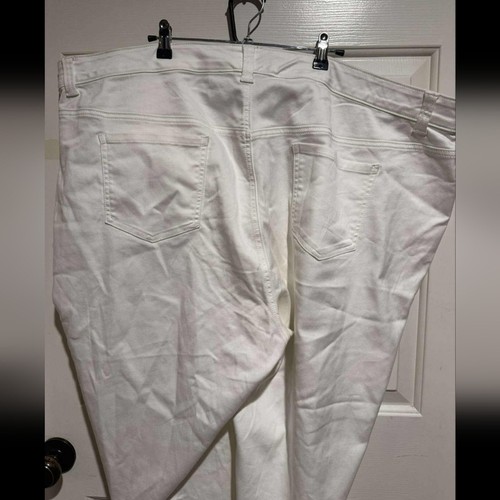Catherines Sateen Stretch White Capris Pants Summer Resort Casual 30W - Picture 5 of 5
